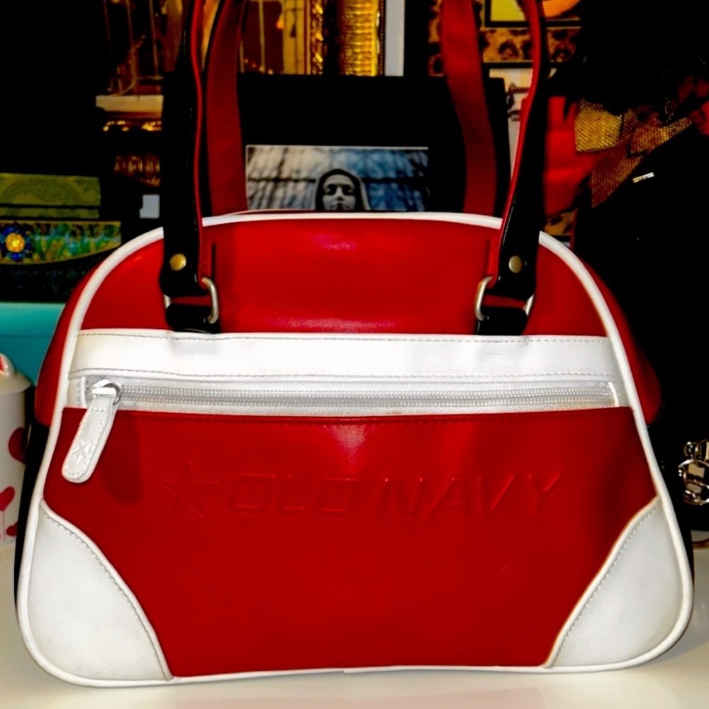 Vintage Y2K Old Navy Red & White Bowling Style Handbag